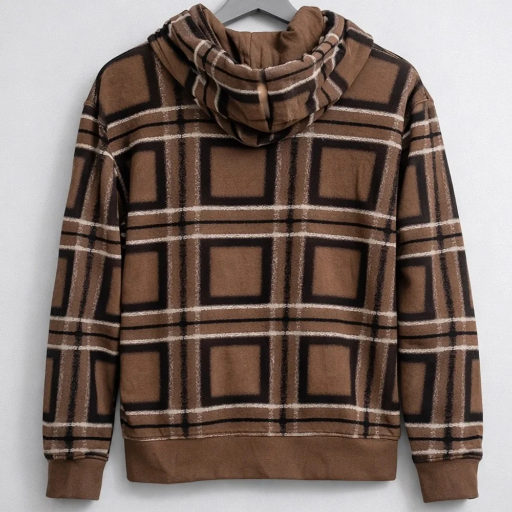 Jordan Essentials Plaid Pullover Hoodie Large Brown Tan British Tan Jumpman